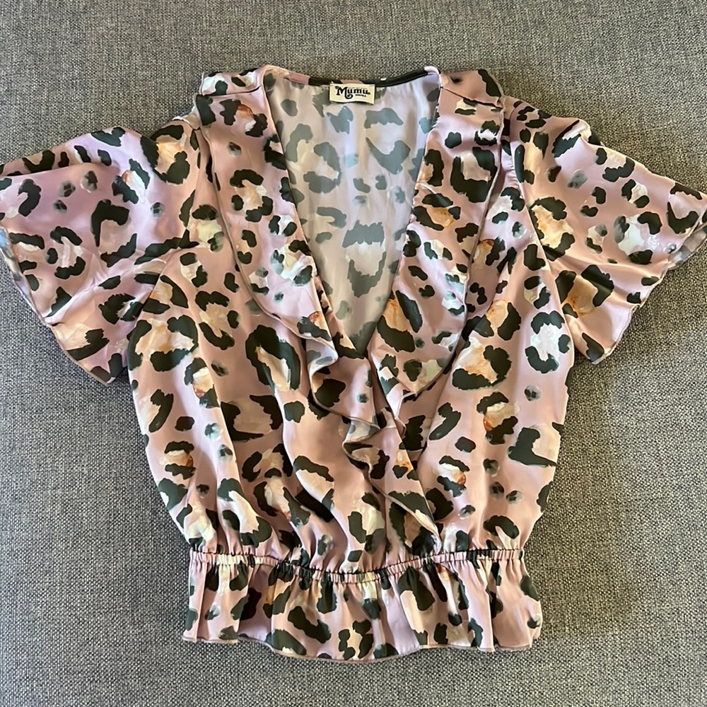 Show Me Your Mumu Audrina Top, Pink Cheetah, Size Small, EUC